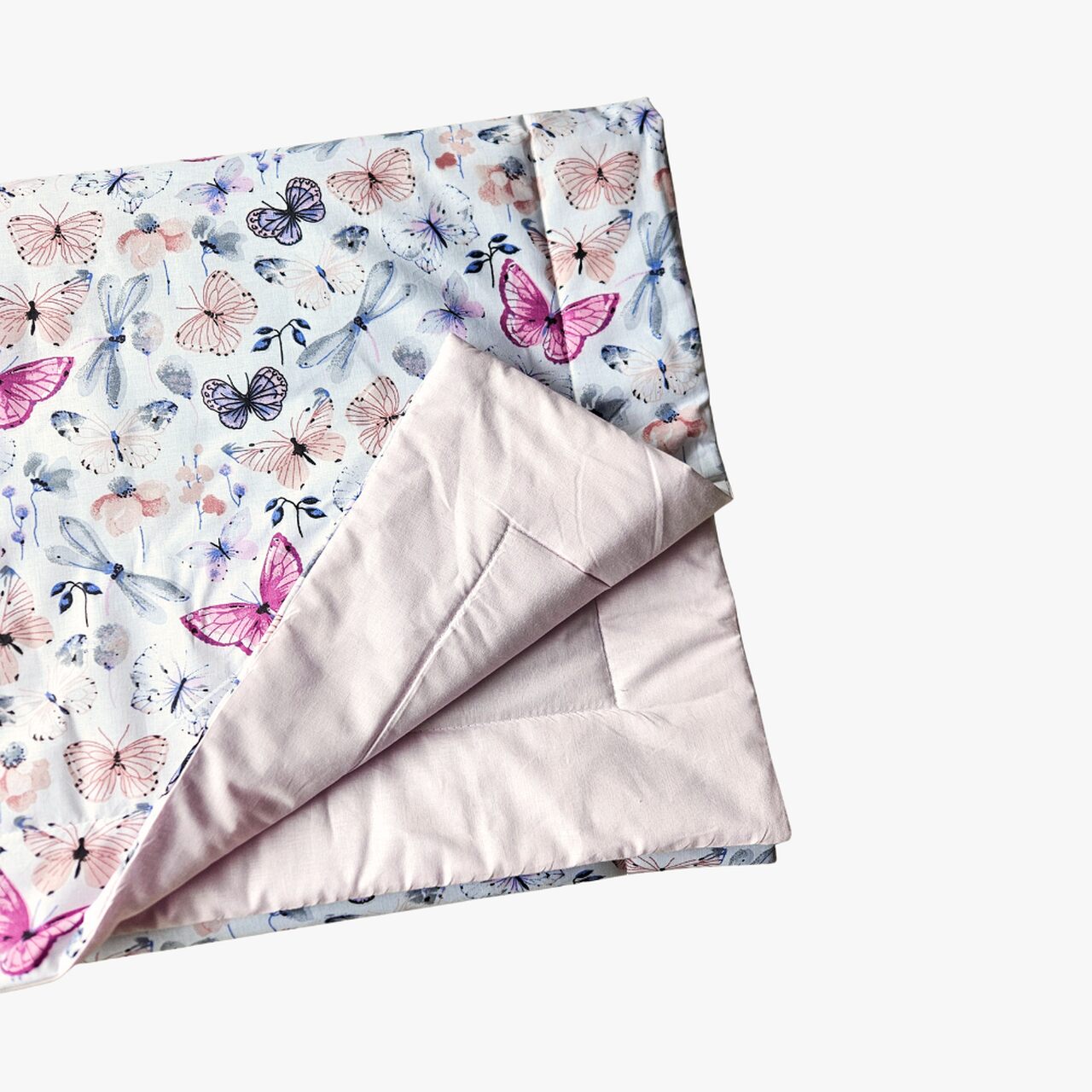 posciel-do-zlobka-dla-dziewczynki koldra do zlobka lezakowania bawełna motylki