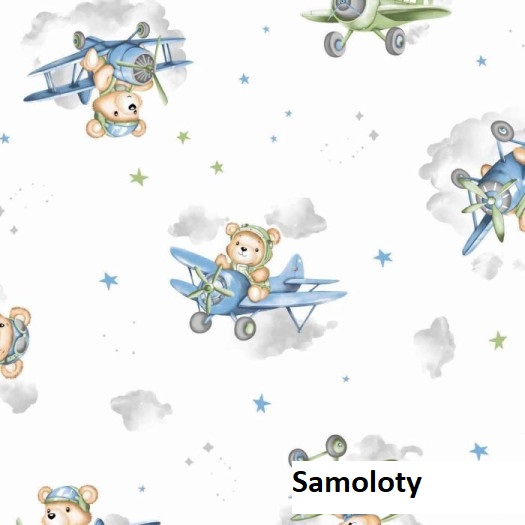 teddy-w-samolocie-blue-misie-tania-bawelna posciel do lezakowania samoloty